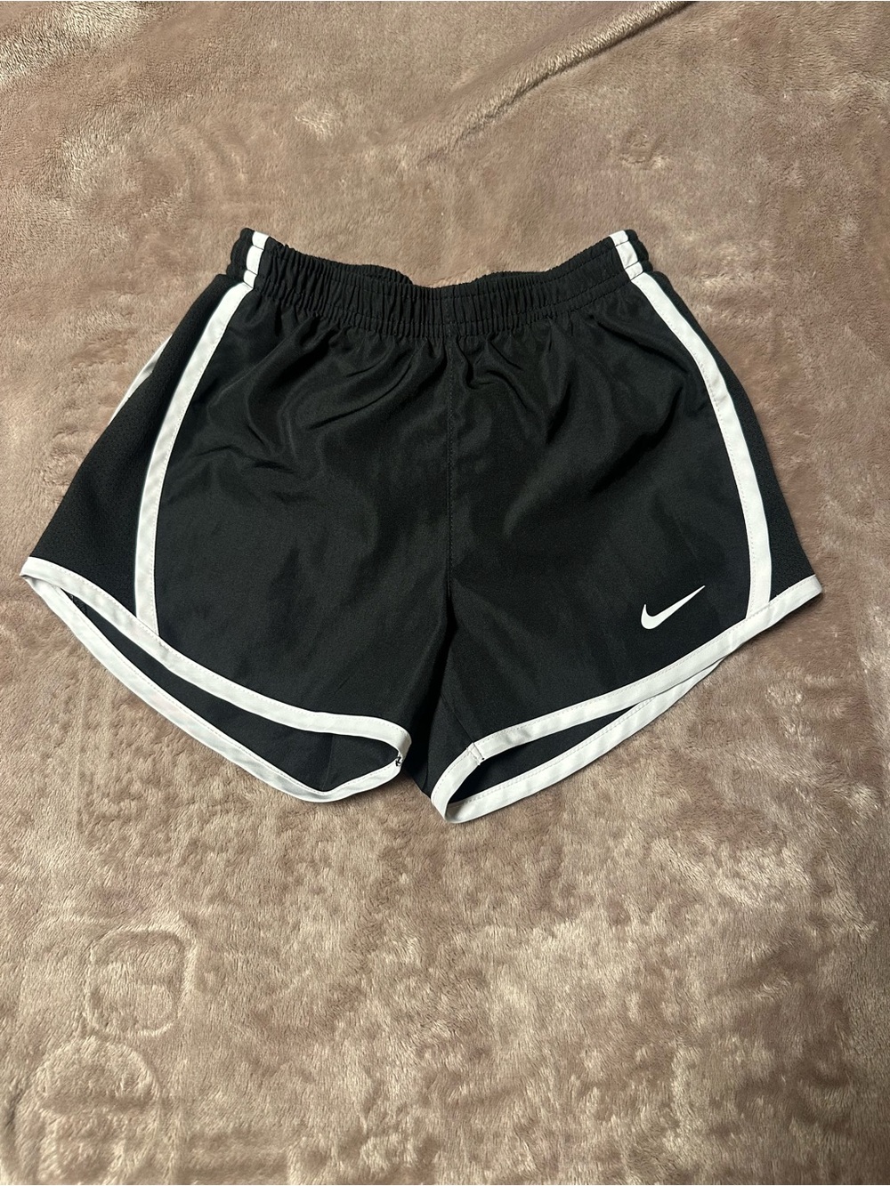 Nike kid’s Black Dri-FIT Running Shorts with White Trim